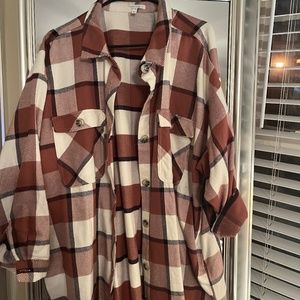 Brown and white plaid flannel- Maurices 2X